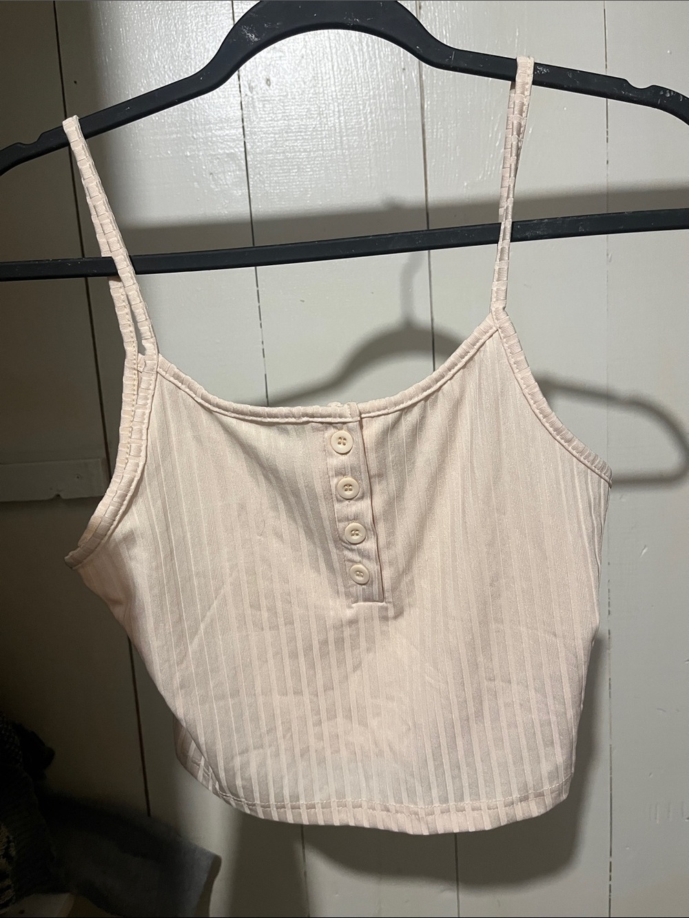 Slim Ribbed Button-Front Camisole - Cream